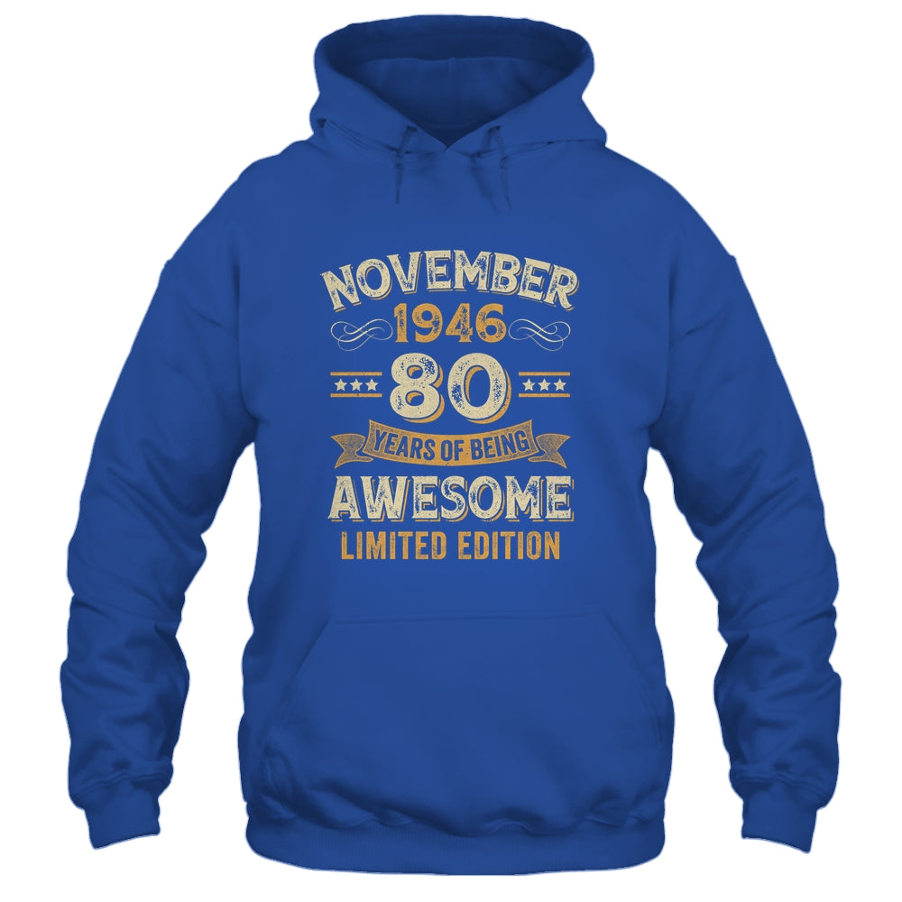 80 Years Awesome Vintage November 1946 80th Birthday Shirt & Hoodie | teecentury