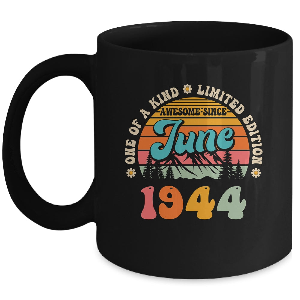 80 Years Old Awesome Since June 1944 80th Birthday Groovy Mug | teecentury