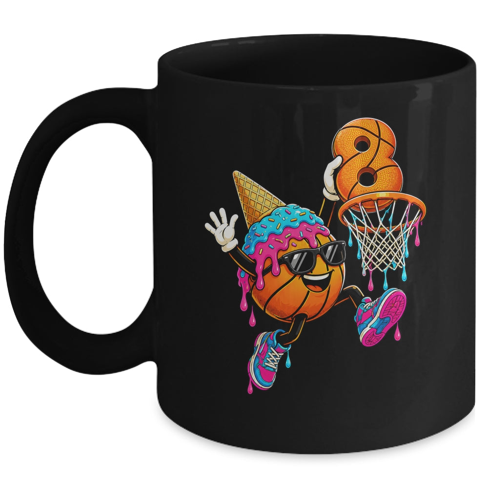 8Th Birthday Basketball Drip Ice Cream 8 Years Old Boys Kids Mug | teecentury