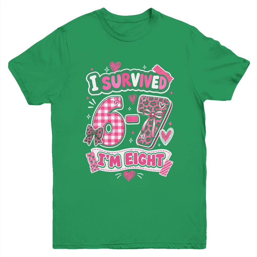 8Th Birthday I Survived 6 7 Now I’m 8 Girls Birthday Youth Shirt | teecentury