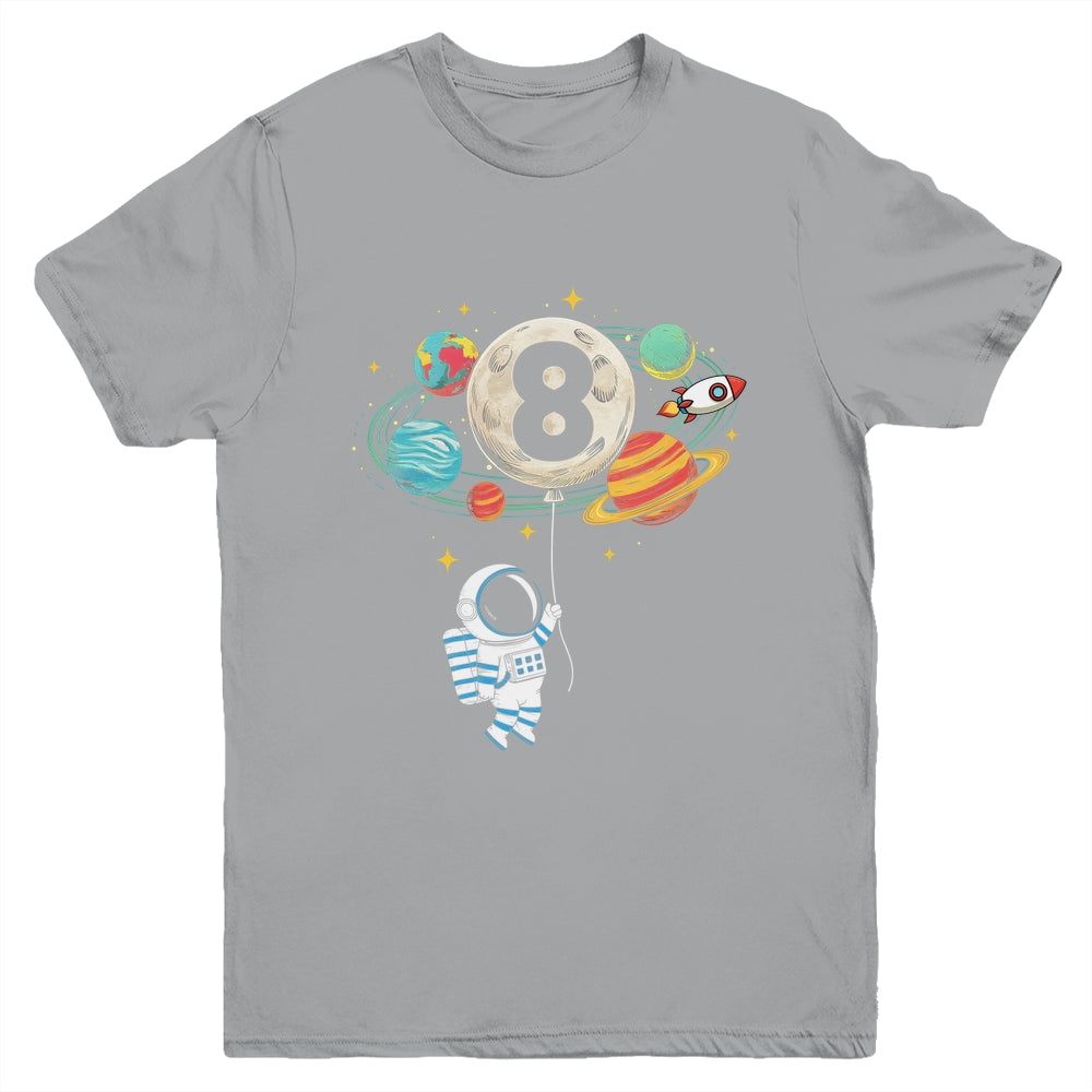8 Years Old Birthday Boy Astronaut Space 8th Birthday Youth Shirt | teecentury