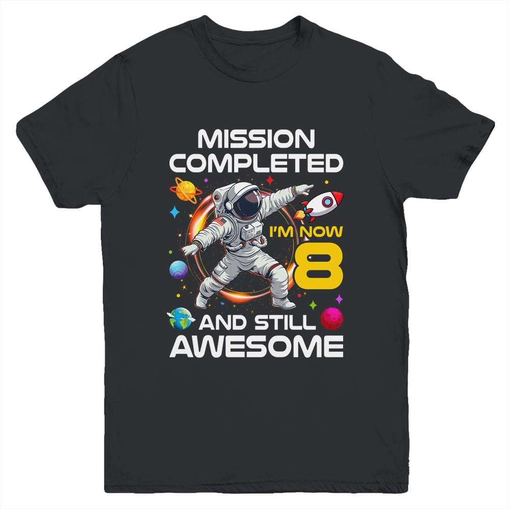 8th Birthday Astronaut 8 Years Old Outer Space Birthday Youth Shirt | teecentury