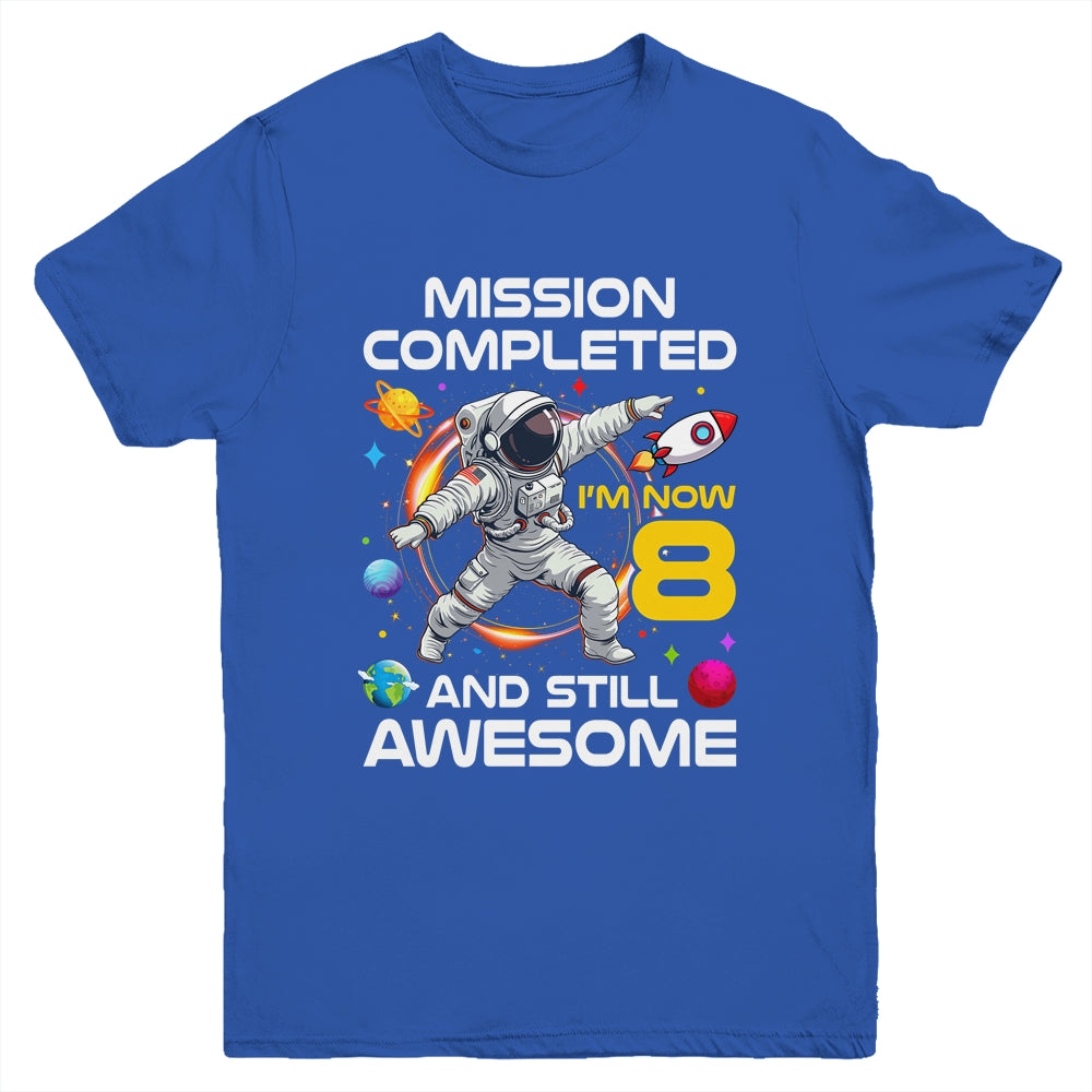 8th Birthday Astronaut 8 Years Old Outer Space Birthday Youth Shirt | teecentury