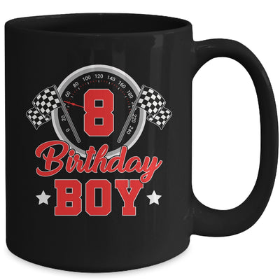 8th Birthday Boy Race Car Birthday Racing Car Flag Mug | teecentury