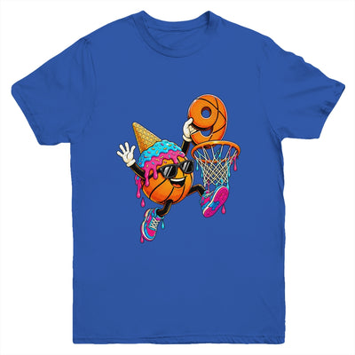 9Th Birthday Basketball Drip Ice Cream 9 Years Old Boys Kids Youth Shirt | teecentury