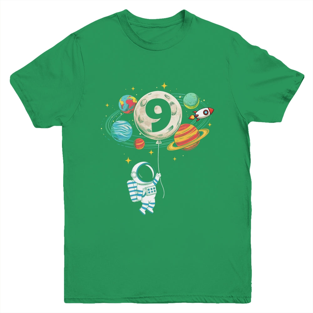9 Years Old Birthday Boy Astronaut Space 9th Birthday Youth Shirt | teecentury