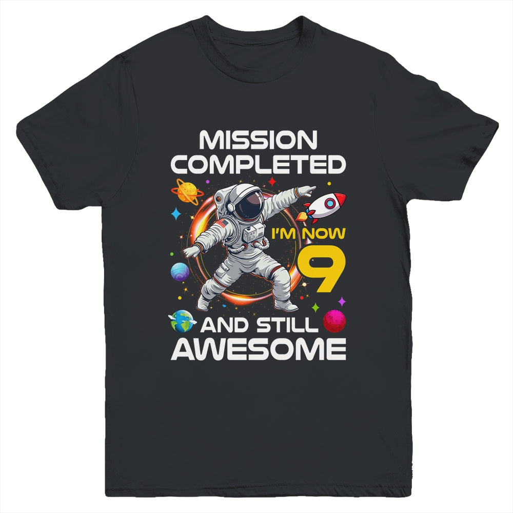 9th Birthday Astronaut 9 Years Old Outer Space Birthday Youth Shirt | teecentury
