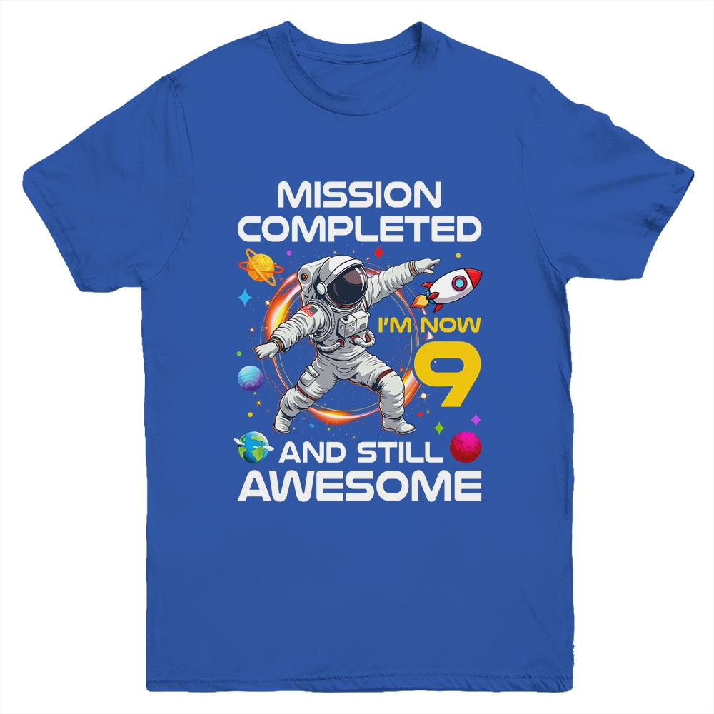 9th Birthday Astronaut 9 Years Old Outer Space Birthday Youth Shirt | teecentury