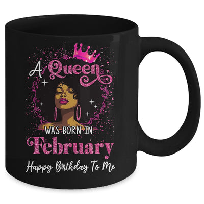 A Queen Was Born In February Black Girl Birthday Afro Women Mug | teecentury