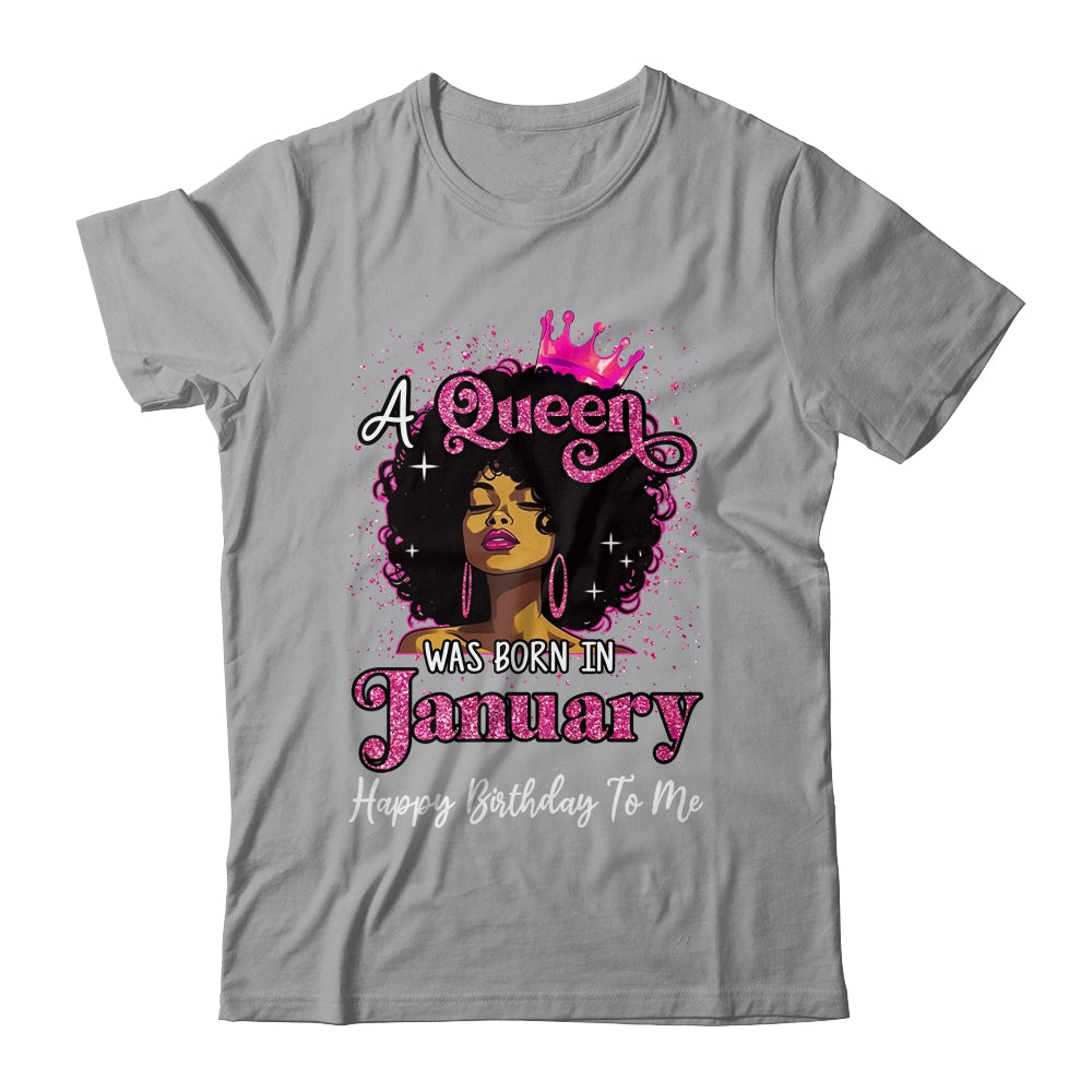 A Queen Was Born In January Black Girl Birthday Afro Women Shirt & Tank Top | teecentury