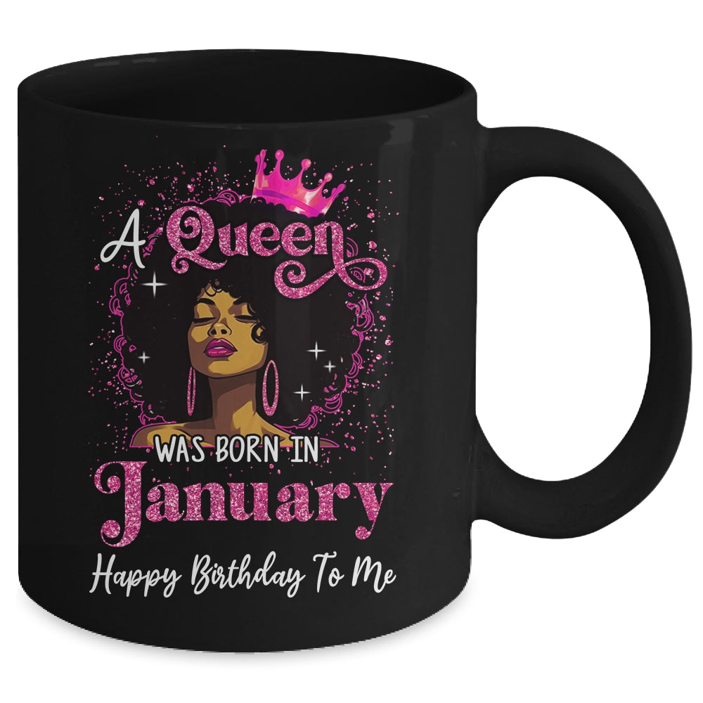 A Queen Was Born In January Black Girl Birthday Afro Women Mug | teecentury