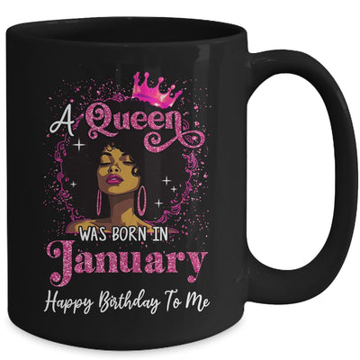 A Queen Was Born In January Black Girl Birthday Afro Women Mug | teecentury