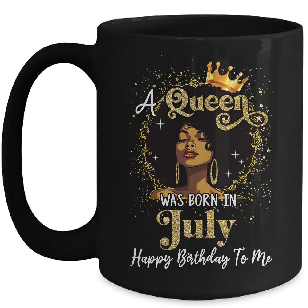 A Queen Was Born In July Black Girl Birthday Afro Woman Mug | teecentury