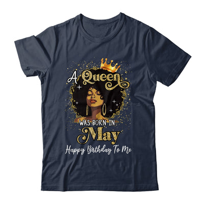 A Queen Was Born In May Black Girl Birthday Afro Woman Shirt & Tank Top | teecentury
