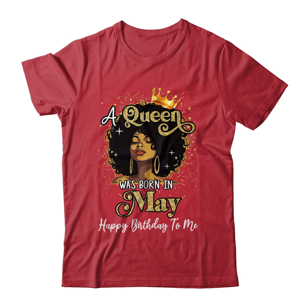 A Queen Was Born In May Black Girl Birthday Afro Woman Shirt & Tank Top | teecentury