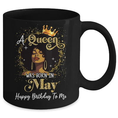 A Queen Was Born In May Black Girl Birthday Afro Woman Mug | teecentury