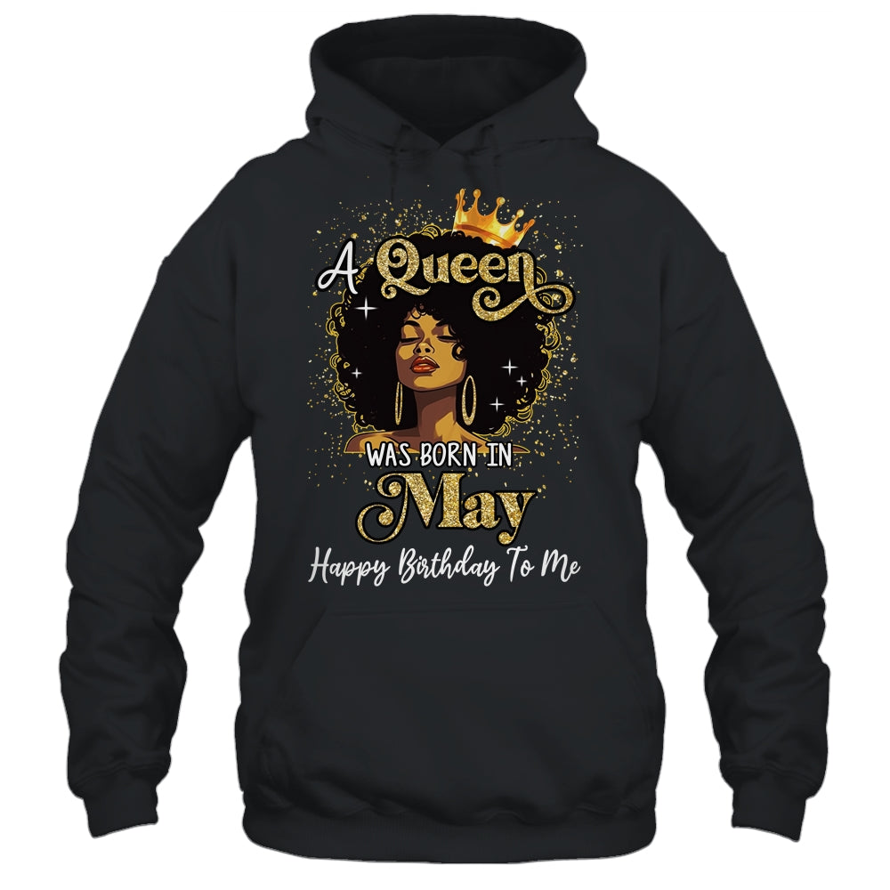 A Queen Was Born In May Black Girl Birthday Afro Woman Shirt & Tank Top | teecentury