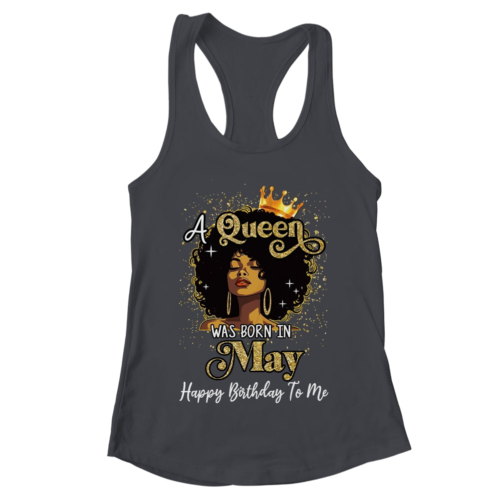 A Queen Was Born In May Black Girl Birthday Afro Woman Shirt & Tank Top | teecentury