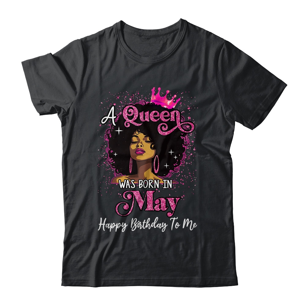 A Queen Was Born In May Black Girl Birthday Afro Women Shirt & Tank Top | teecentury