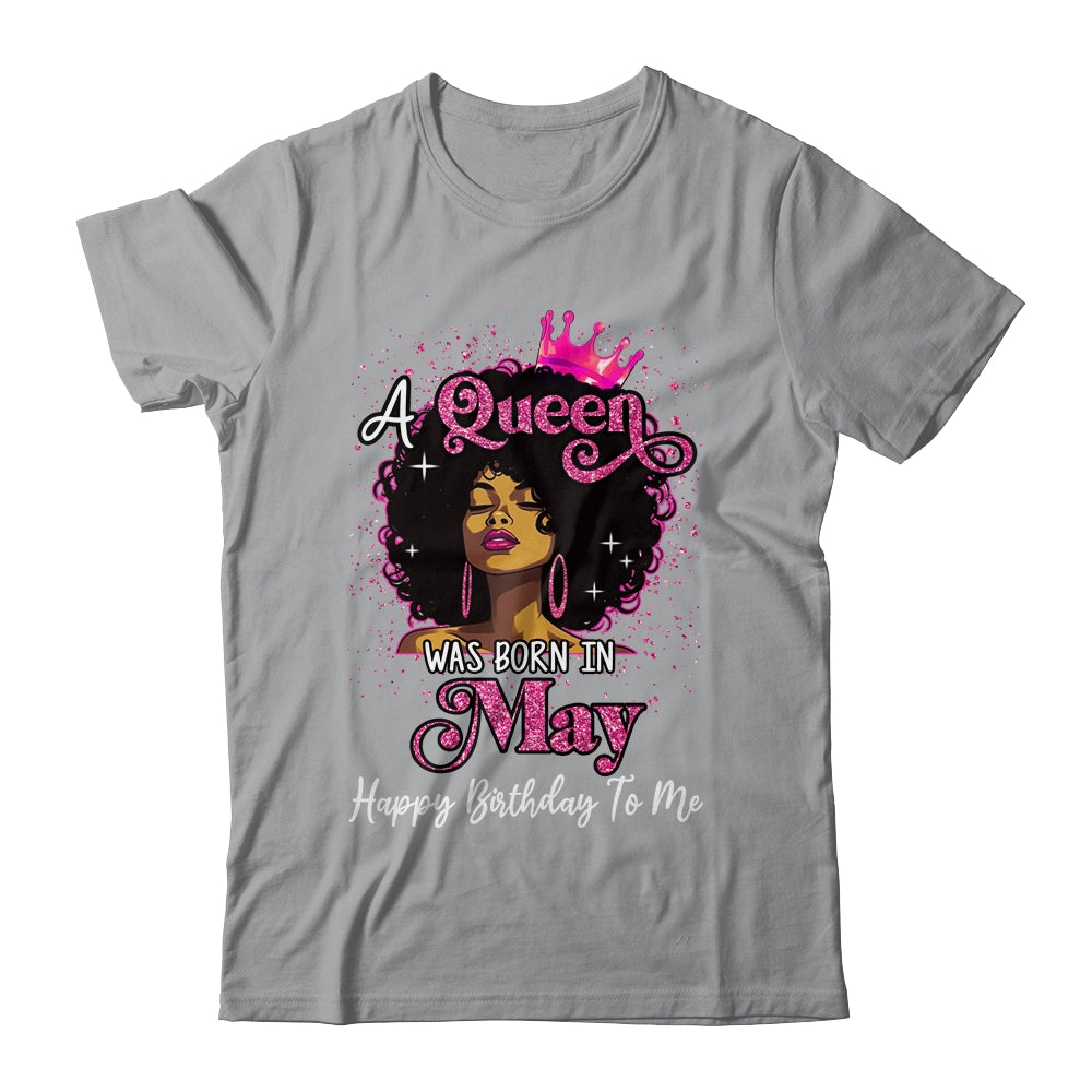 A Queen Was Born In May Black Girl Birthday Afro Women Shirt & Tank Top | teecentury