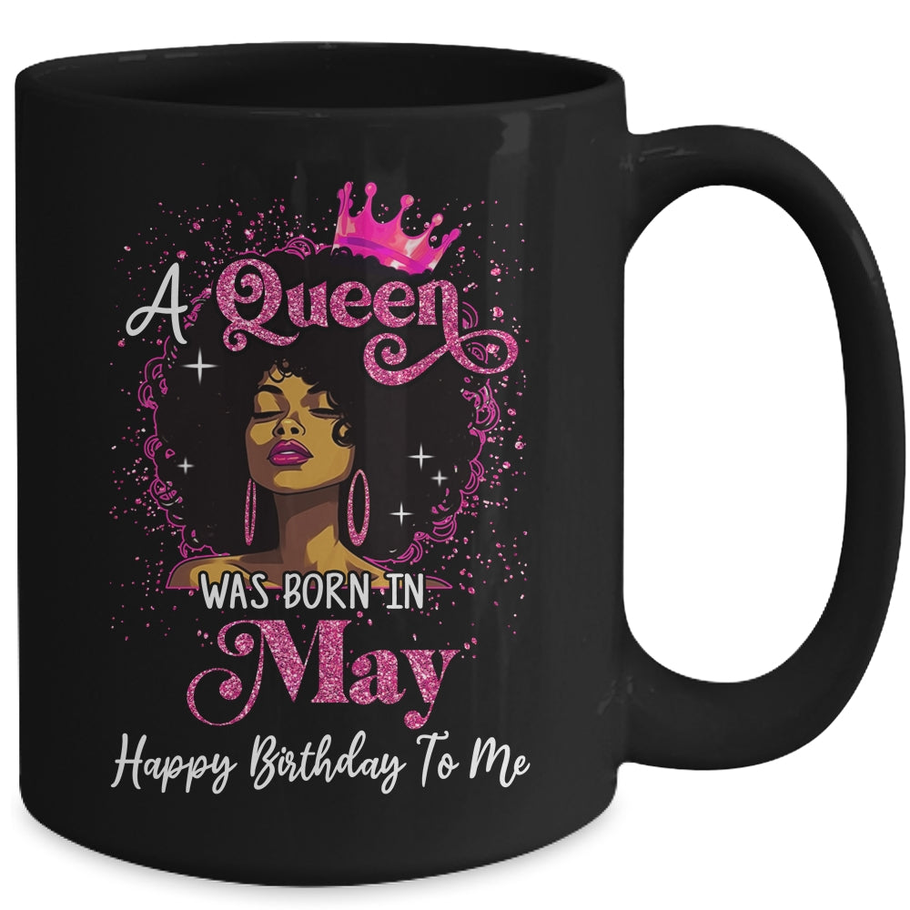 A Queen Was Born In May Black Girl Birthday Afro Women Mug | teecentury