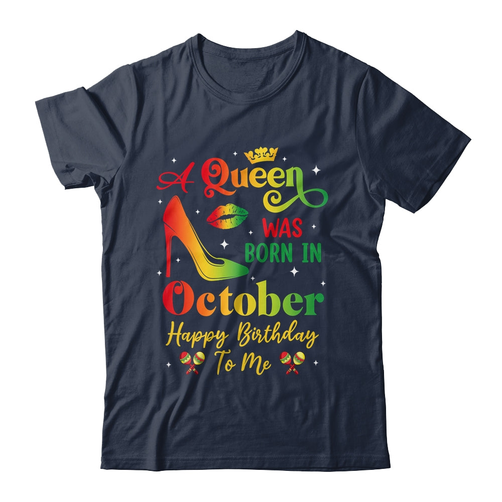 A Queen Was Born In October Jamaica Birthday Girl Party Shirt & Tank Top | teecentury
