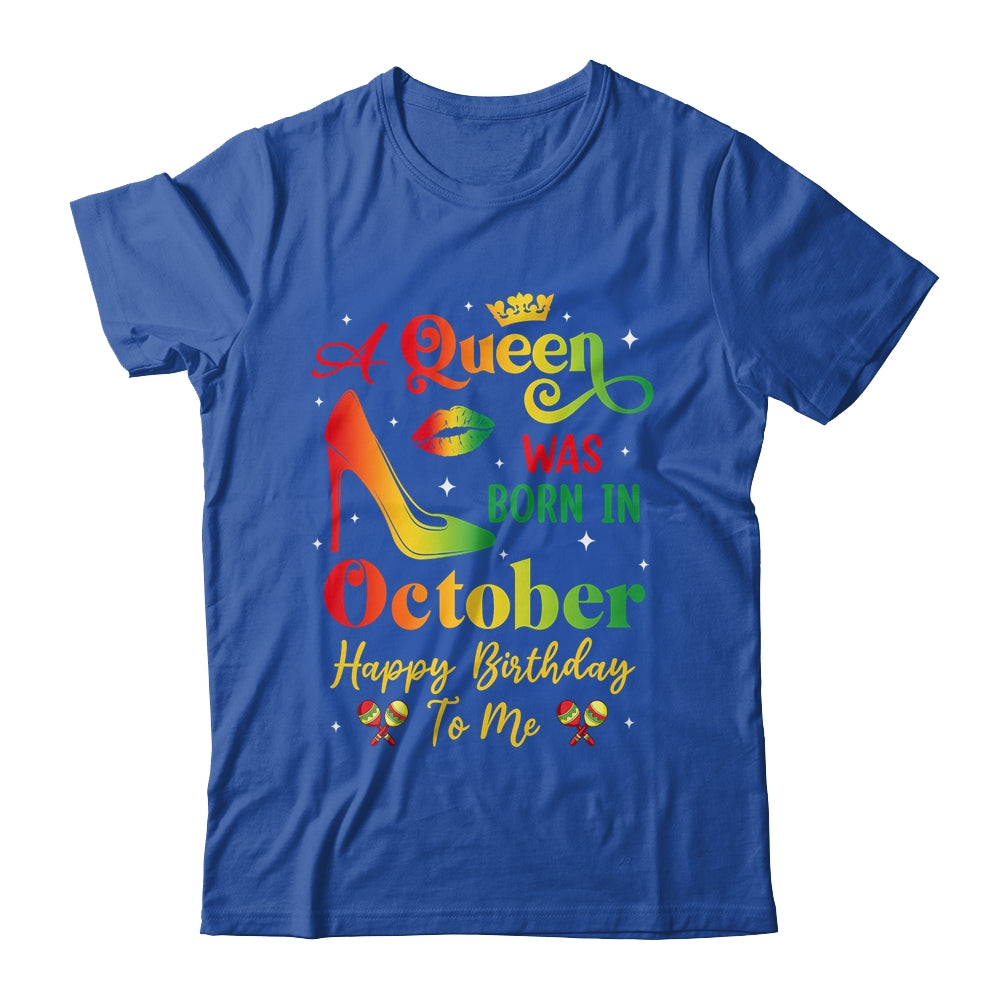 A Queen Was Born In October Jamaica Birthday Girl Party Shirt & Tank Top | teecentury