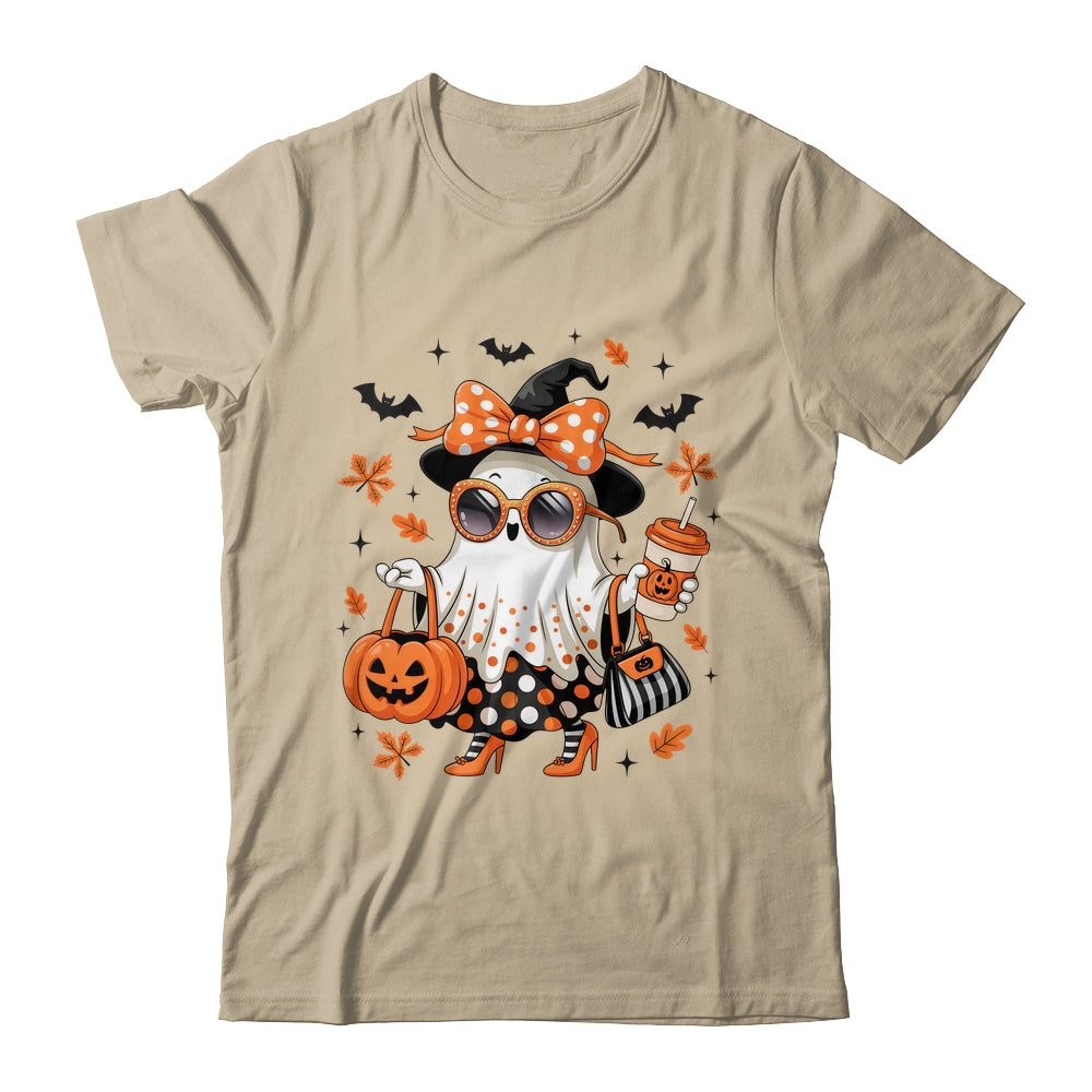 About Cute Funny Ghost Pumpkin Halloween Bow Funny Shirt & Sweatshirt | teecentury