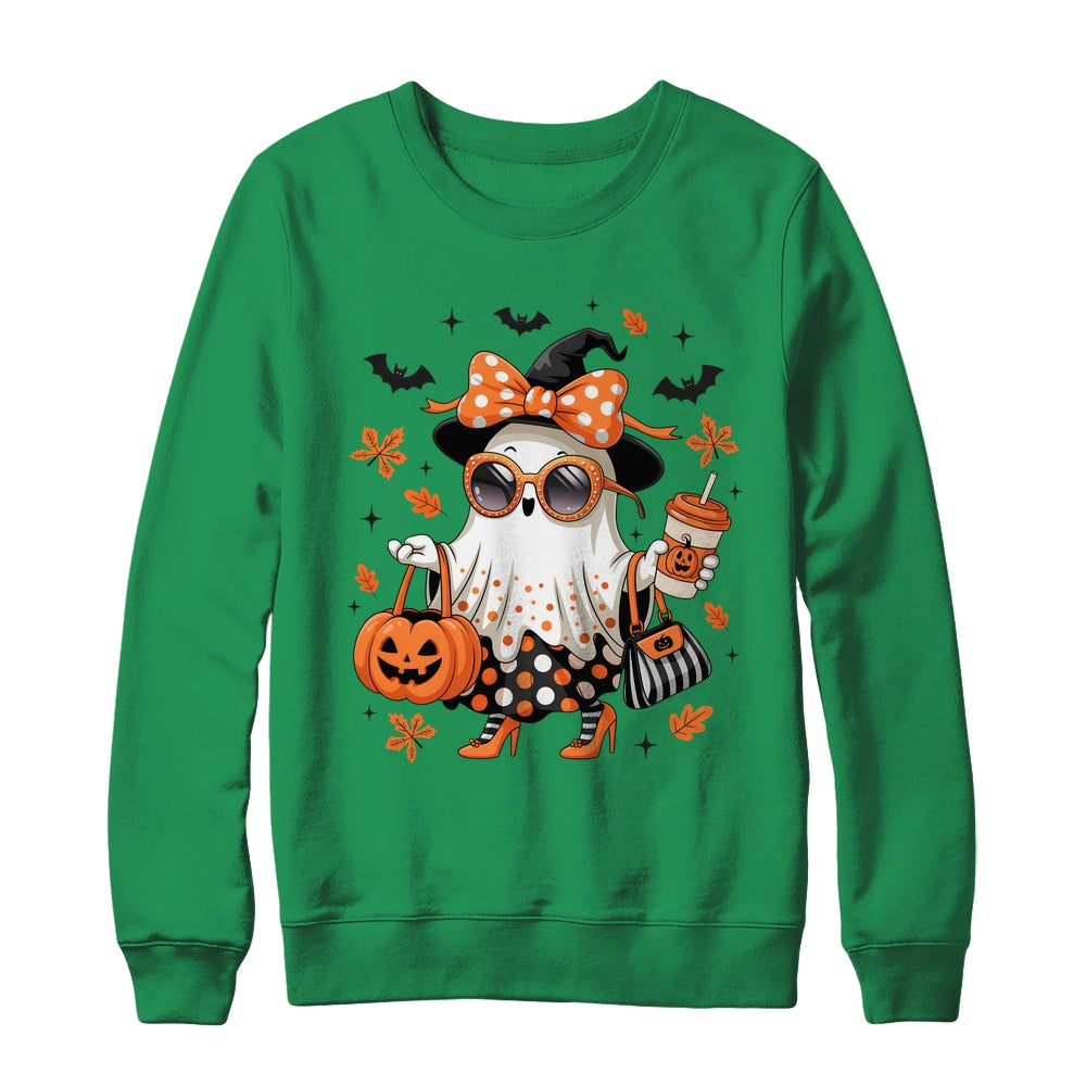 About Cute Funny Ghost Pumpkin Halloween Bow Funny Shirt & Sweatshirt | teecentury