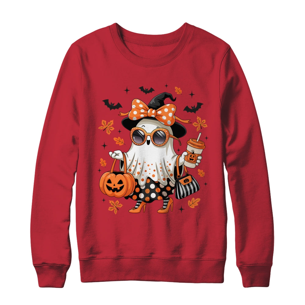 About Cute Funny Ghost Pumpkin Halloween Bow Funny Shirt & Sweatshirt | teecentury