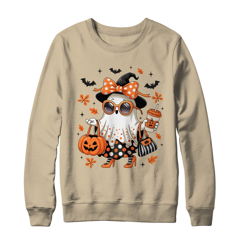 About Cute Funny Ghost Pumpkin Halloween Bow Funny Shirt & Sweatshirt | teecentury