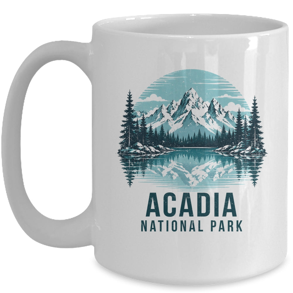 Acadia National Park Retro Mountain Lake Outdoor Hiking Mug | teecentury