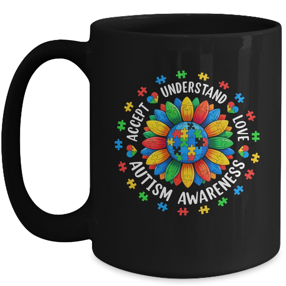 Accept Understand Sunflower Men Women Kids Autism Awareness Mug | teecentury