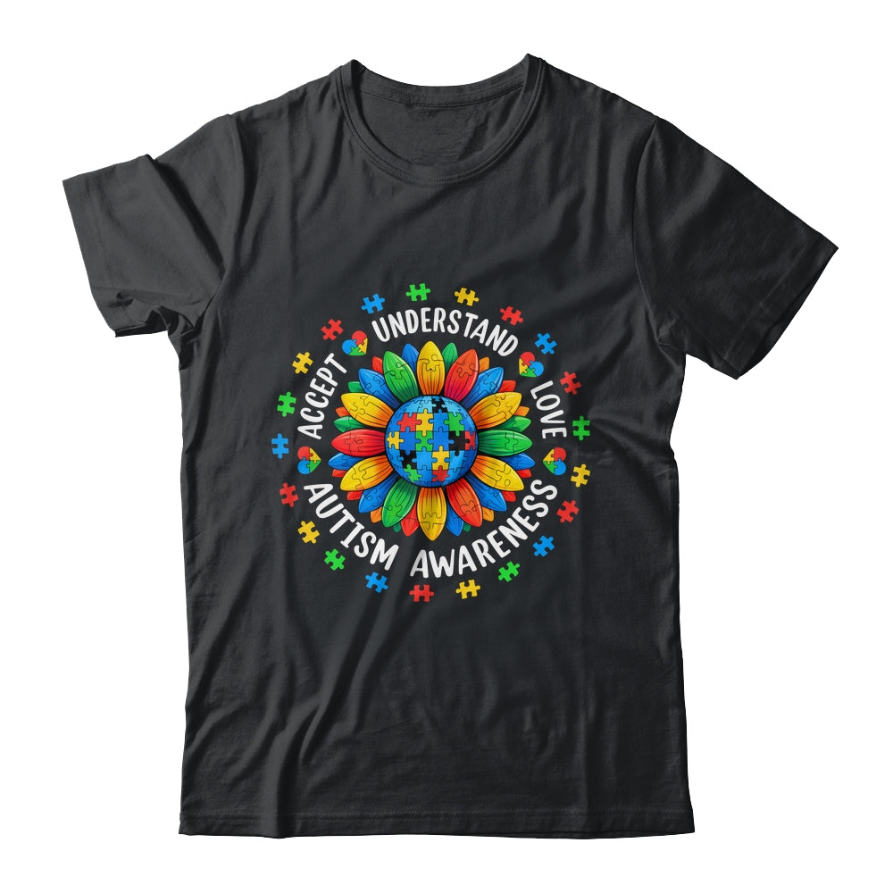 Accept Understand Sunflower Men Women Kids Autism Awareness Shirt & Hoodie | teecentury