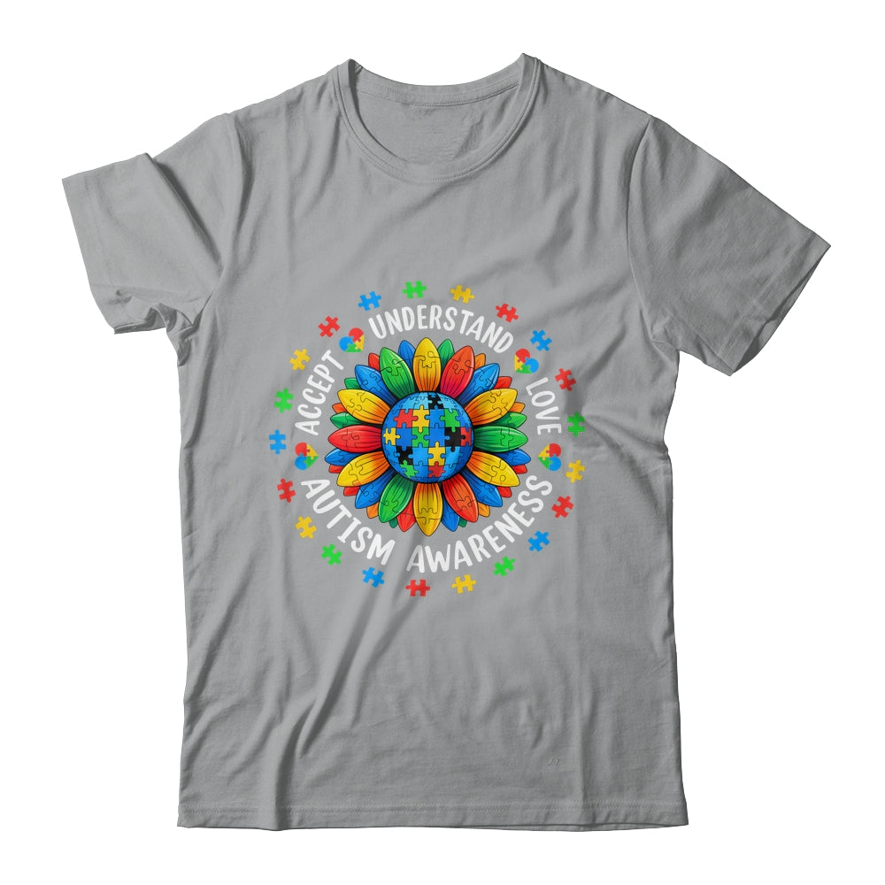 Accept Understand Sunflower Men Women Kids Autism Awareness Shirt & Hoodie | teecentury