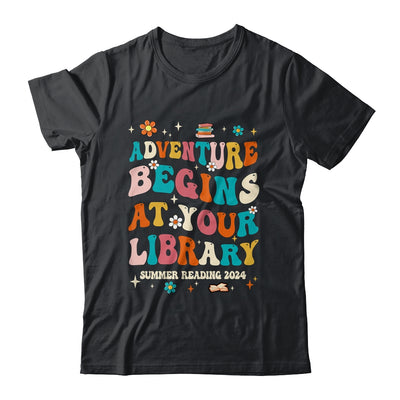 Adventure Begins At Your Library Summer Reading 2024 Groovy Shirt & Tank Top | teecentury