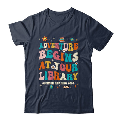 Adventure Begins At Your Library Summer Reading 2024 Groovy Shirt & Tank Top | teecentury