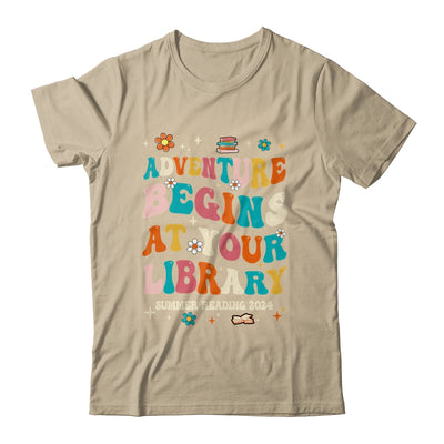 Adventure Begins At Your Library Summer Reading 2024 Groovy Shirt & Tank Top | teecentury