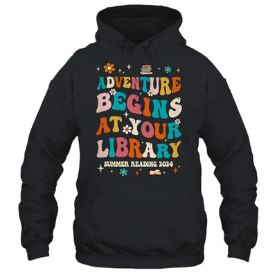 Adventure Begins At Your Library Summer Reading 2024 Groovy Shirt & Tank Top | teecentury