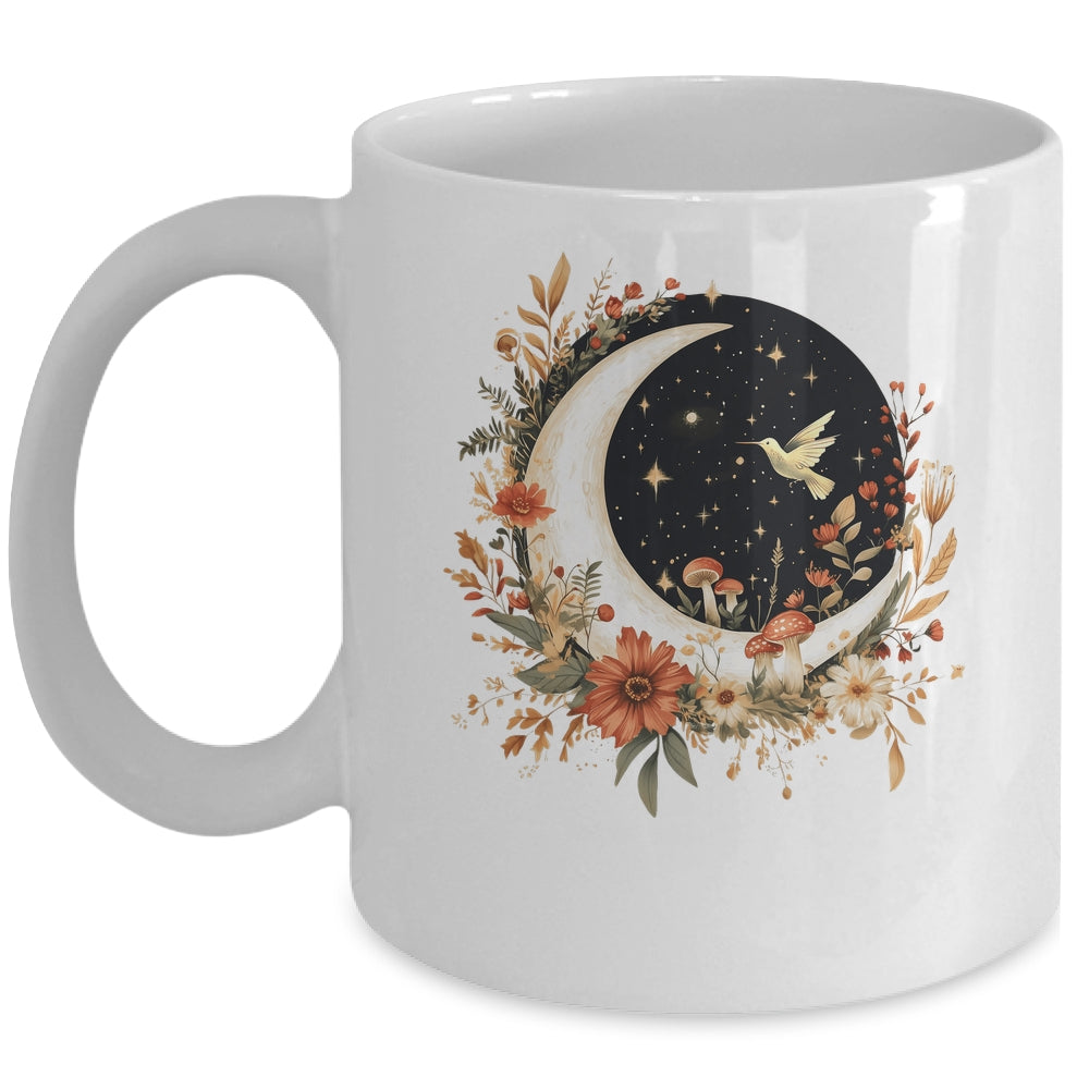 Aesthetic Cottagecore Moon Botanical Mushrooms Gardening Mug | teecentury