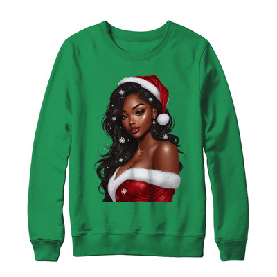 African American Afro Girl Melanin Santa Claus Christmas Shirt & Sweatshirt | teecentury
