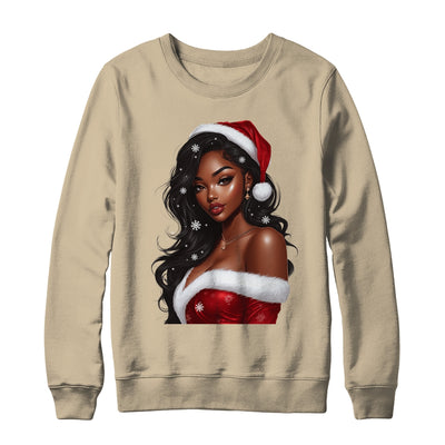 African American Afro Girl Melanin Santa Claus Christmas Shirt & Sweatshirt | teecentury