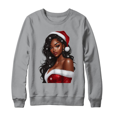 African American Afro Girl Melanin Santa Claus Christmas Shirt & Sweatshirt | teecentury