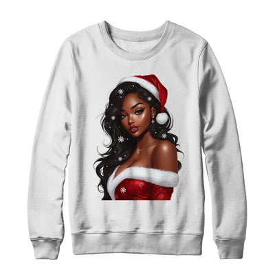 African American Afro Girl Melanin Santa Claus Christmas Shirt & Sweatshirt | teecentury