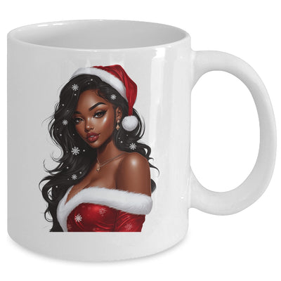 African American Afro Girl Melanin Santa Claus Christmas Mug | teecentury