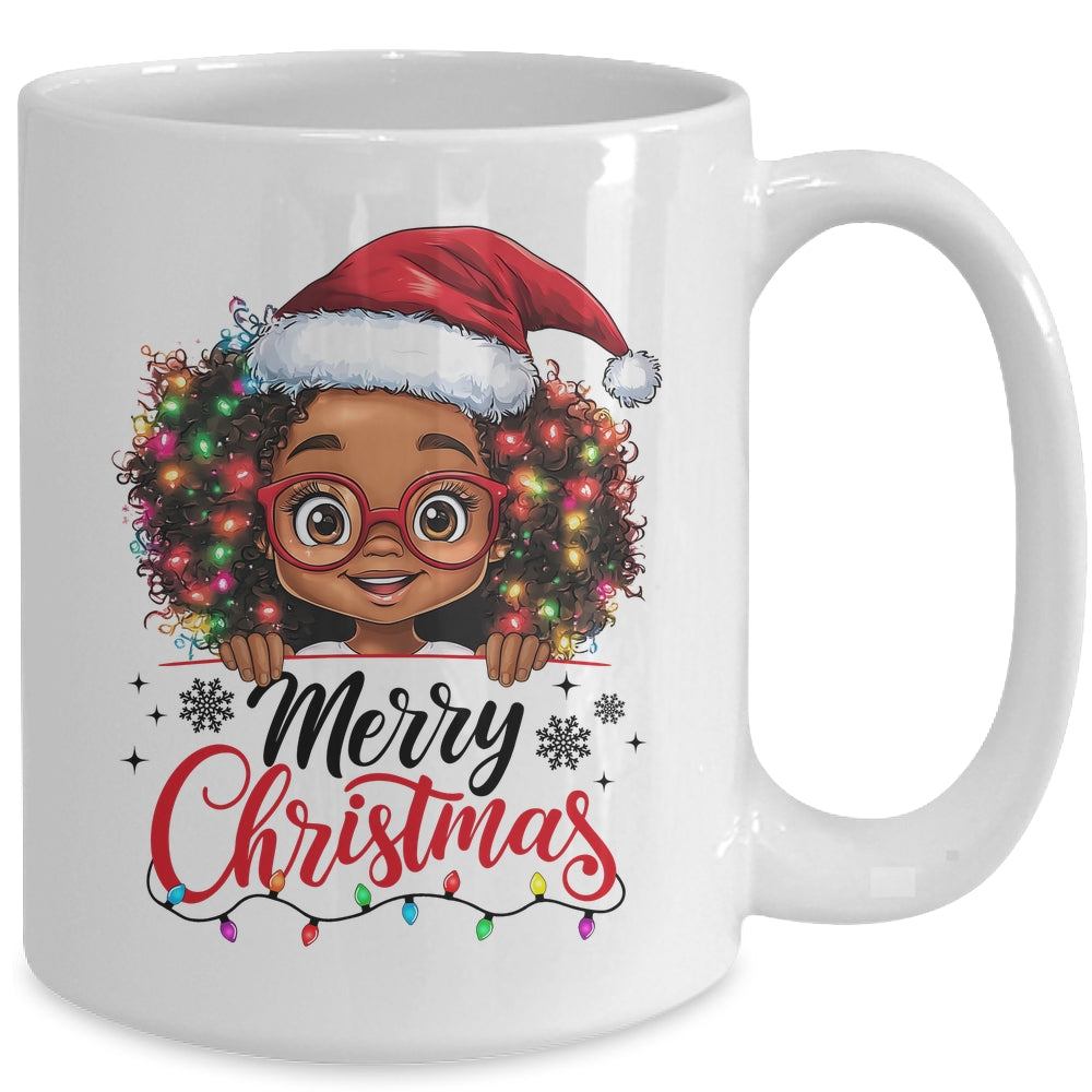 African American Merry Christmas African Black Afro Girls Mug | teecentury