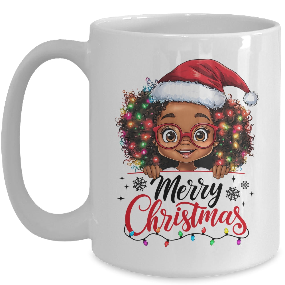 African American Merry Christmas African Black Afro Girls Mug | teecentury