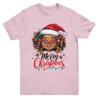 African American Merry Christmas African Black Afro Girls Youth Shirt | teecentury