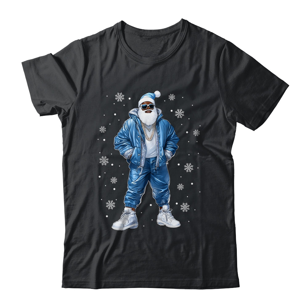 African American Santa Christmas Blue Cool Black X-Mas Shirt & Sweatshirt | teecentury