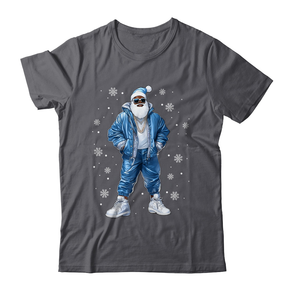 African American Santa Christmas Blue Cool Black X-Mas Shirt & Sweatshirt | teecentury